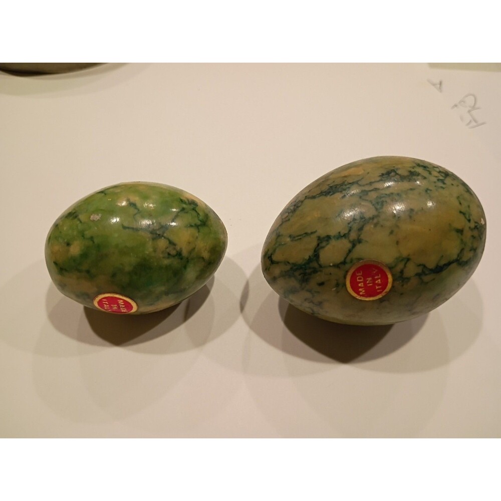 Lot of 2 Vintage Multi Color Stone Eggs Easter